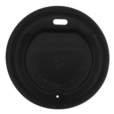 #COF-0200CRT-Z01-CPS Capace din CPLA, negre cu orificiu pentru bauturi calde, Ø 80 mm