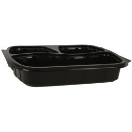 #CTR-PLS-1400-240X205-3C Caserola din polipropilena, ovala, 3 comp., 240 x 205 mm, neagra