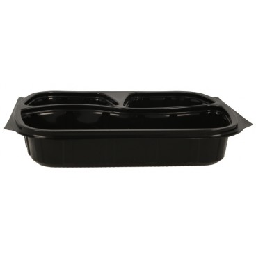 #CTR-PLS-1400-240X205-3C Caserola din polipropilena, ovala, 3 comp., 240 x 205 mm, neagra