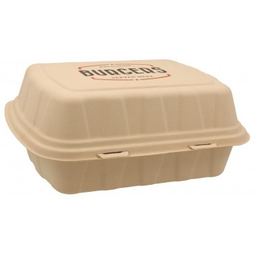 #CTR-BIO-1400 Caserole biodegradabile personalizate cu capac atasat, natur, BURGER, MBRG