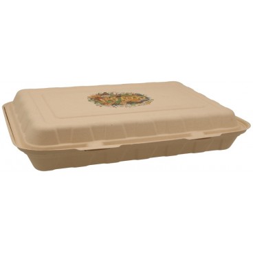 #CTR-ABC-1400 Caserole biodegradabile personalizate cu capac atasat, natur, MBS92