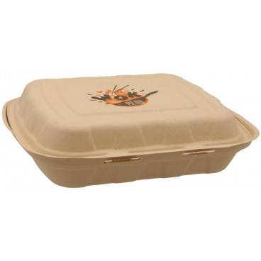 #CTR-ABC-1400 Caserole biodegradabile personalizate cu capac atasat, natur, MBS03