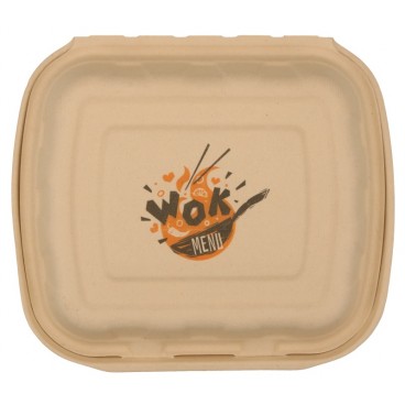 #CTR-ABC-1400 Caserole biodegradabile personalizate cu capac atasat, natur, MBS03