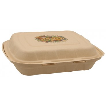 #CTR-ABC-1400 Caserole biodegradabile personalizate cu capac atasat, natur, MBS03