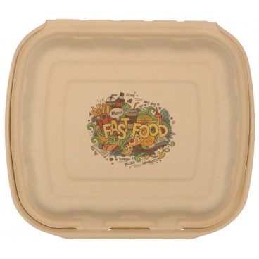 #CTR-ABC-1400 Caserole biodegradabile personalizate cu capac atasat, natur, MBS03