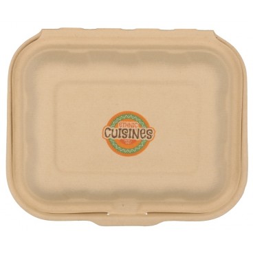 #CTR-ABC-1400 Caserole biodegradabile personalizate cu capac atasat, natur, MBS09