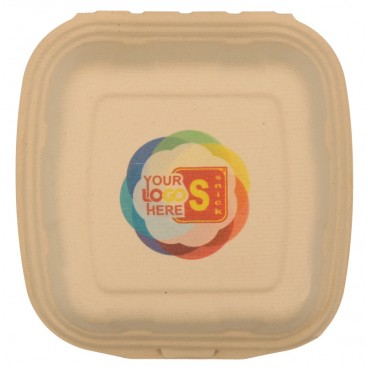 #CTR-BIO-1400 Caserole biodegradabile personalizate cu capac atasat, natur, BURGER, D120