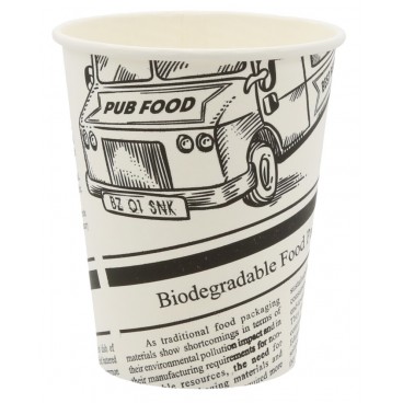 #COF-0200-CRTP1 Pahare din carton cu perete simplu, ziar, D80 mm, 8oz