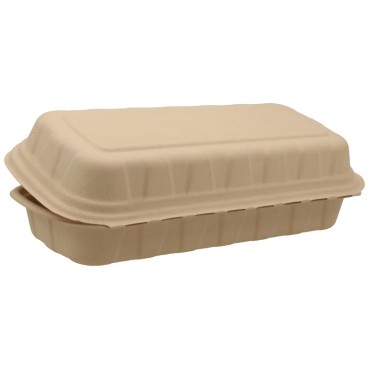 #CTR-BIO-1400 Caserole biodegradabile cu capac atasat, natur, PANINI