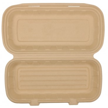 #CTR-BIO-1400 Caserole biodegradabile cu capac atasat, natur, PANINI