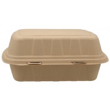 #CTR-BIO-1400 Caserole biodegradabile cu capac atasat, natur, burger meniu