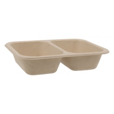 1400 Caserole BIO termosudabile, 187 x 137 x 50 mm, 2 compartimente