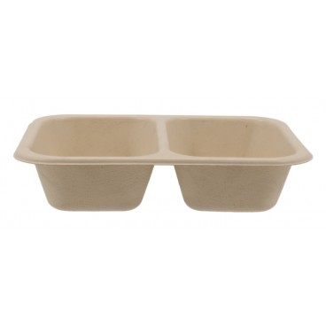 1400 Caserole BIO termosudabile, 187 x 137 x 50 mm, 2 compartimente