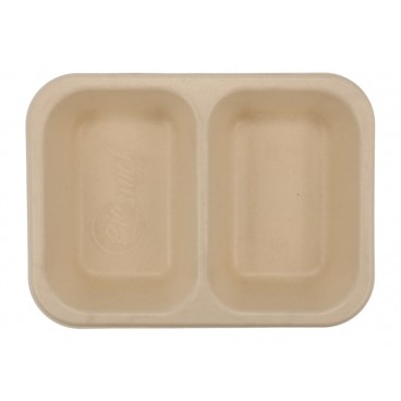 1400 Caserole BIO termosudabile, 187 x 137 x 50 mm, 2 compartimente