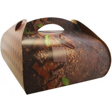 #GLT-3600 Cutii tort cu maner din carton, #CHOCO + AUR, CT4, M0300