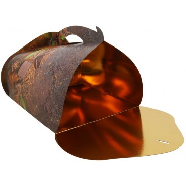 #GLT-3600 Cutii tort cu maner din carton, #CHOCO + AUR, CT4, M0300