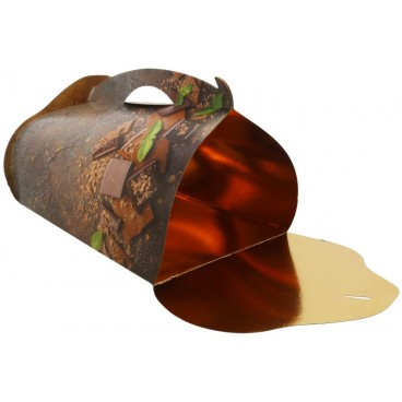 #GLT-3600 Cutii tort cu maner din carton, #CHOCO + AUR, CT3, M3525