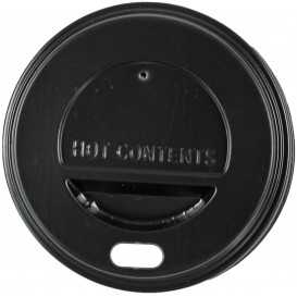#COF-0200-CRT-Z01 Capace din PS, negre cu orificiu pentru bauturi calde, D72 mm