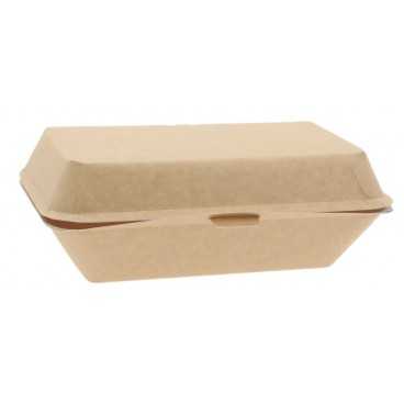 Meniuri din carton cu capac atasat, 150 x 70 x 66 mm, kraft natur + alb