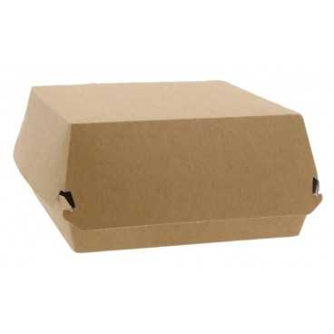 Caserole din carton pentru burger, 150 x 150 x 80 mm, kraft natur + alb