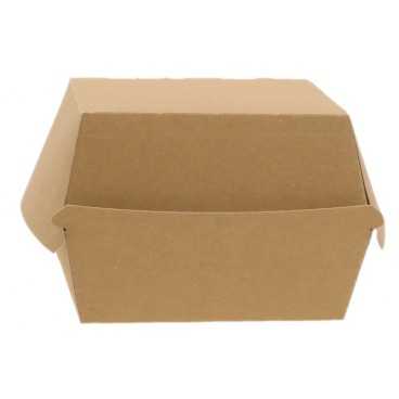 Caserole din carton pentru burger, 100 x 100 x 80 mm, kraft natur + alb