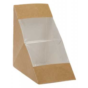 Caserole triunghiulare din carton pentru sandwich, SW70, kraft natur + alb