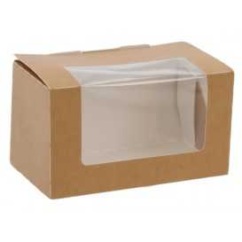 #SIND-CRTKNA-1400 Caserole din carton pentru sandwich club, 125 x 70 x 70 mm, kraft natur + alb