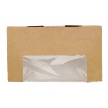 Caserole din carton pentru sandwich club, 125 x 70 x 70 mm, kraft natur + alb