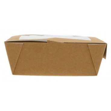 Caserole din carton cu fereastra, 150 x 150 x 50 mm, kraft natur + alb