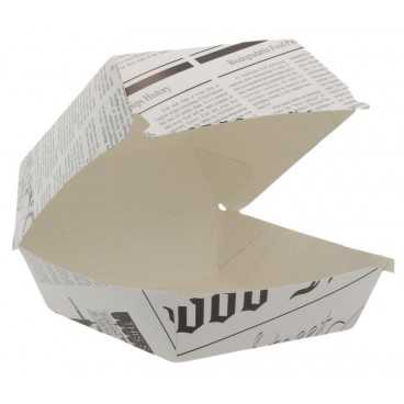 1400CABG Caserole din carton pentru burger, 100 x 100 mm, ziar