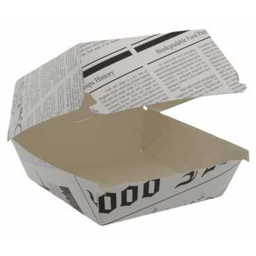 1400CABG Caserole din carton pentru burger, 120 x 120 x 85 mm, ziar