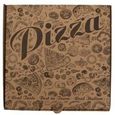 Cutii pizza, natur, colturi drepte, 280 x 280 x 35 mm