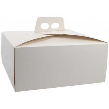 3600CMD Cutie din carton cu maner pentru tort, 270 x 270 x 120 mm, piele alba