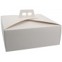#GLT-3600-CMD Cutie din carton cu maner pentru tort, 310 x 310 x 120 mm, piele alba