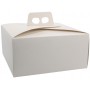 #GLT-3600-CMD Cutie din carton cu maner pentru tort, 250 x 250 x 120 mm, piele alba