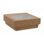1400CSB Caserole din carton + capac cu fereastra, 115 x 115 x 40 mm, kraft natur + alb