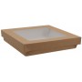 Caserole din carton + capac cu fereastra, 210 x 210 x 40 mm, kraft natur + alb