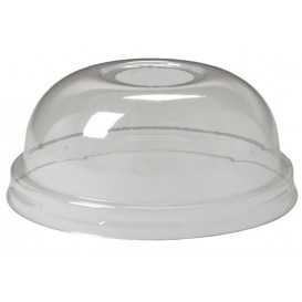 #COF-0200-D95-C Capace din PET, transparente, D95, dome, cu gaura