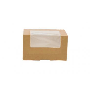 #SIND-CRTKNA-1400 Caserole din carton pentru sandwich club, 125 x 70 x 70 mm, kraft natur + alb