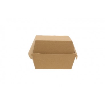 #CTR-CRTKNA-1400 Caserole din carton pentru burger, 100 x 100 x 80 mm, kraft natur + alb