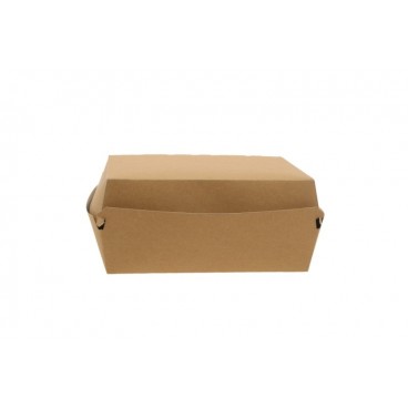 #CTR-CRTKNA-1400 Caserole din carton pentru burger, 225 x 180 x 90 mm, kraft natur + alb