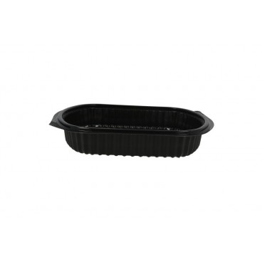 @CLVLB-1400 Caserola din PP negru cu capac separat in bax transparent, ovale, M1C