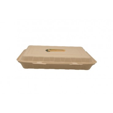 #CTR-ABC-1400 Caserole biodegradabile personalizate cu capac atasat, natur, MBS92, tava