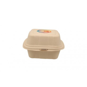 #CTR-BIO-1400 Caserole biodegradabile personalizate cu capac atasat, natur, BURGER, D120