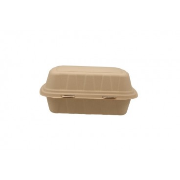 @BIO-1400 Cutii biodegradabile din trestie de zahar cu capac atasat, natur, BURGER MENIU